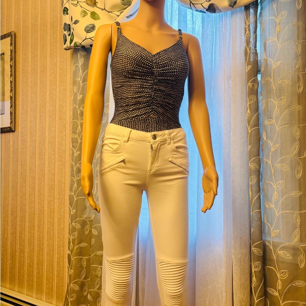 Stylish Cream Moto Pants. Zara brand!